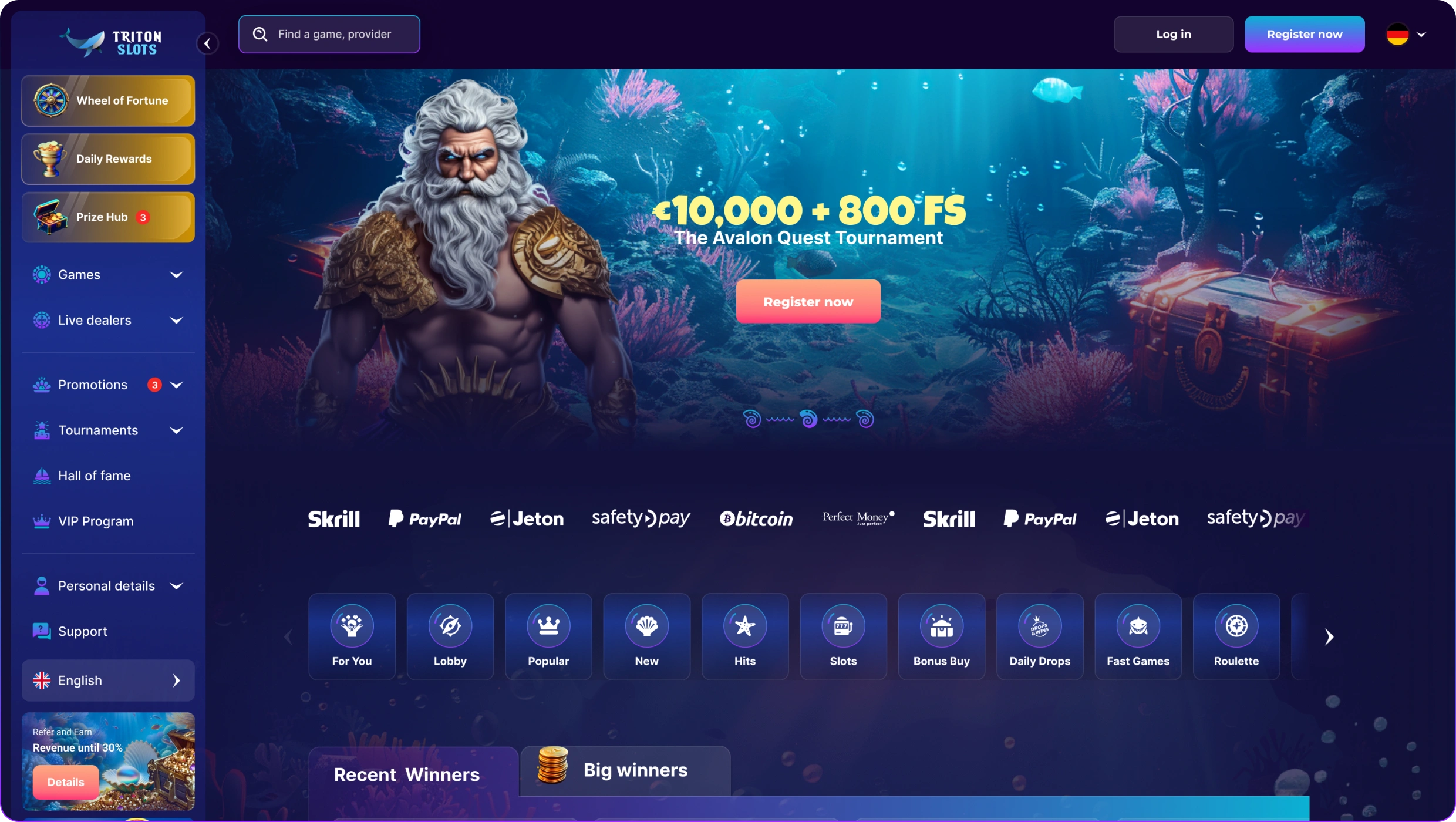 Triton Slots strona Triton Slots strona